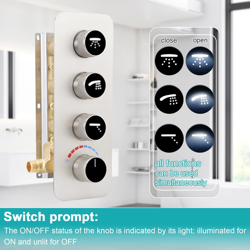 Vumi Three-Outlet Thermostatic Shower System